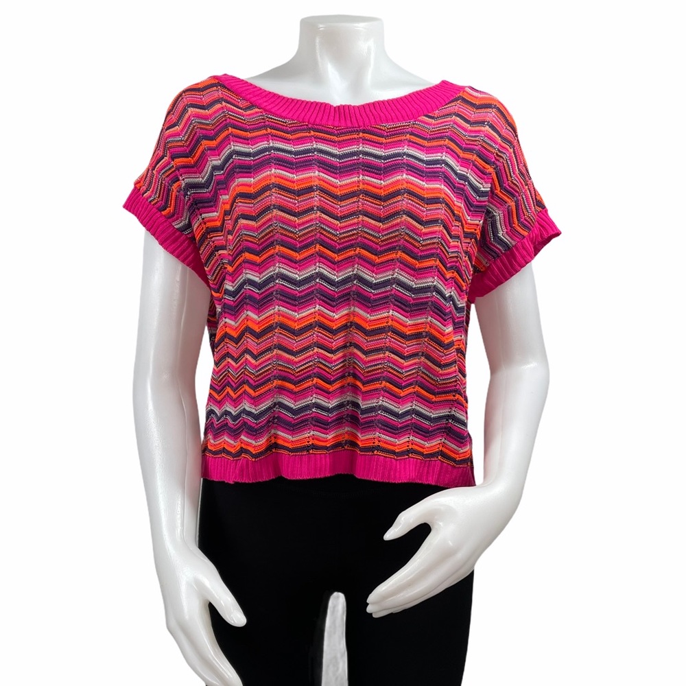 💕NEW Neon Knit Cropped Zig-Zag Pullover Sweater Top💕